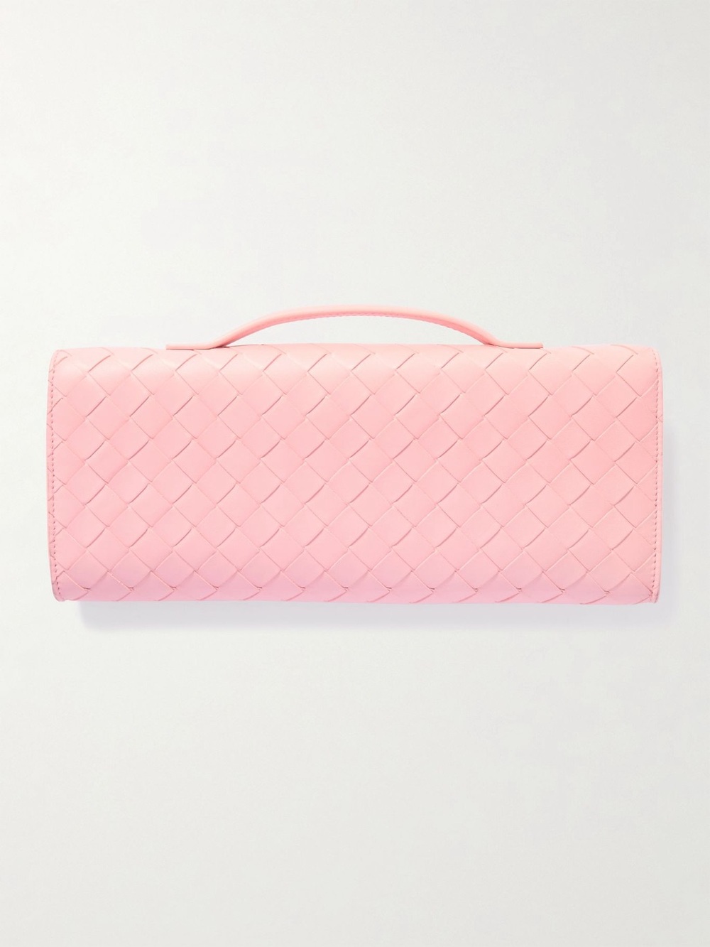 Woven Leather Top-Handle Shoulder Bag in Light Pink - Picture 3 of 5